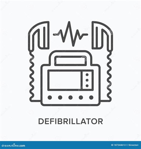 Defibrillator Flat Line Icon Vector Outline Illustration Of Aed Heart Emergency Cardiology