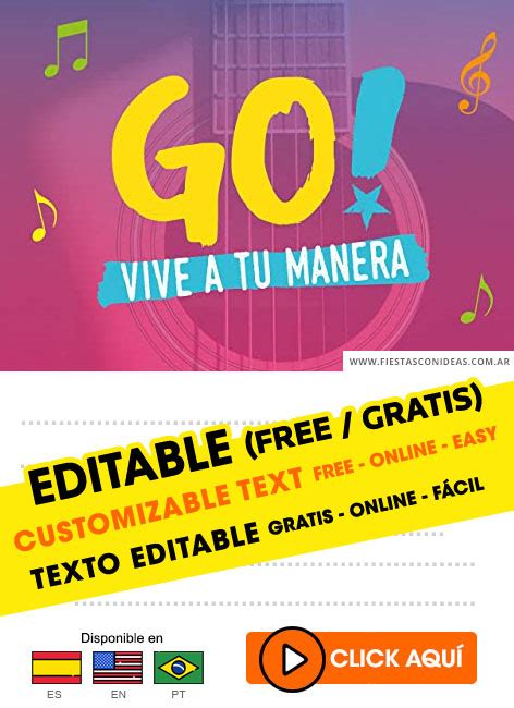 6 INVITACIONES De GO VIVE A TU MANERA Gratis Free Para Editar