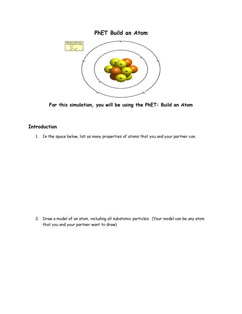 Atomic Structure Ph ET Build An Atom Activity PhET Build An Atom For