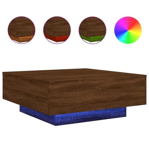 Table basse avec lumières LED chêne marron 80x80x31 cm GAR7862976202603