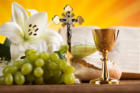 Holy Communion Bread, Wine for ... | Stock image | Colourbox