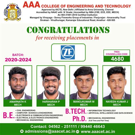 Congratulations for Receiving Placements in ZF Commercial Vehicle