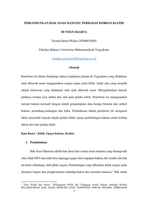 PDF PERLINDUNGAN HAK ASASI MANUSIA TERHADAP KORBAN KLITIH DI YOGYAKARTA