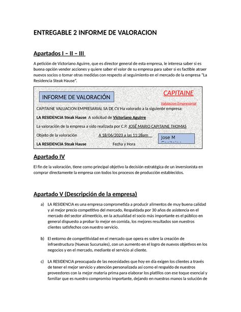 Entregable Informe De Valoracion Entregable Informe De Valoracion
