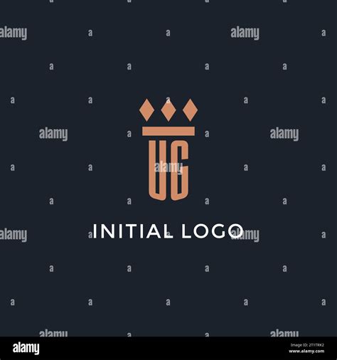 UG Logo Initial With Pillar Icon Design Luxury Monogram Style Logo For