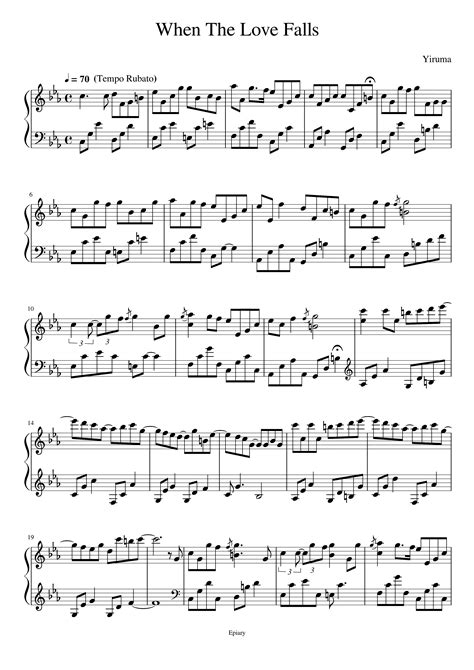 La Partitura De When The Love Falls Yiruma Partituras Org