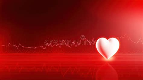 Red Heart On Electrocardiogram Ecg With Red Heart Heart Wave Heart