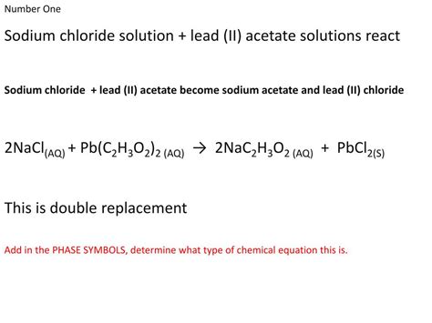 Ppt Number One Sodium Chloride Solution Lead Ii Acetate Solutions