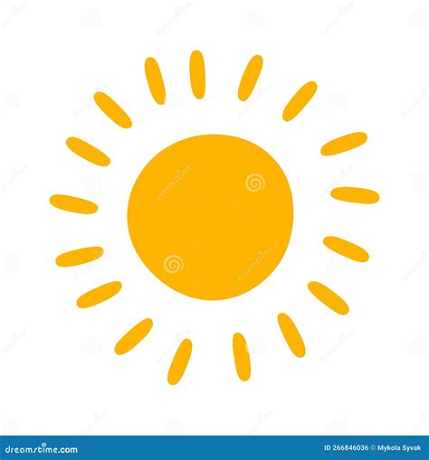 Hand Drawn Sun With Rays Flat Icon Stock Vector Illustration Of