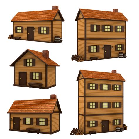 Set cartoon wood house model - TurboSquid 1408611