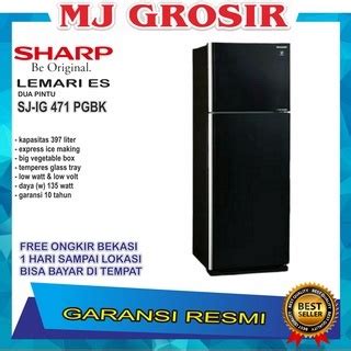 Jual KULKAS SHARP SJ IG 471 PGBK LEMARI ES 2 PINTU SJIG 471 PGBK GRAND