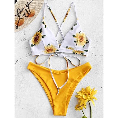 Sunflower Printed Bikini Set Sexy Swimwear Women 2023 Mujer Push Up