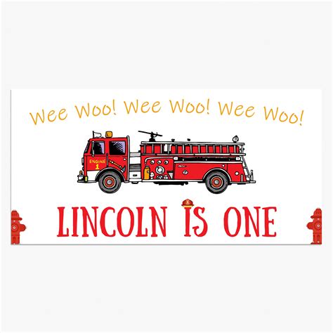 Custom Firetruck Happy Birthday Banner Banner With Name Personalized