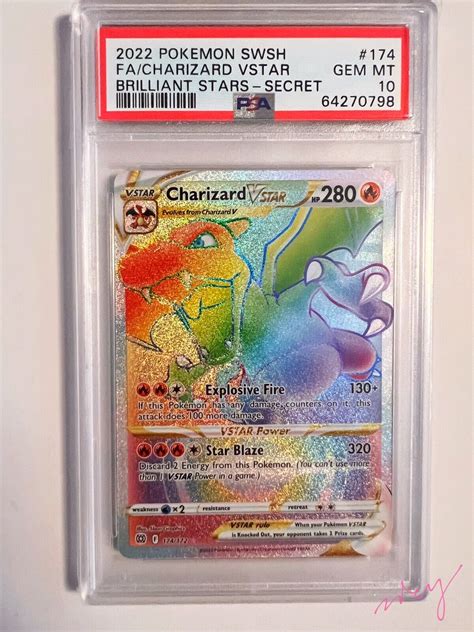 Pokemon Brilliant Stars Charizard Vstar Rainbow Secret Rare Psa