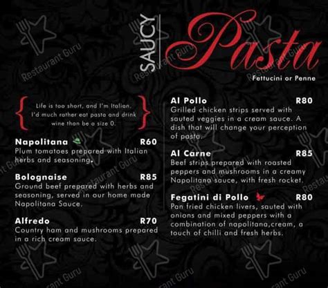 Menu At Cappello Pub And Bar Bloemfontein