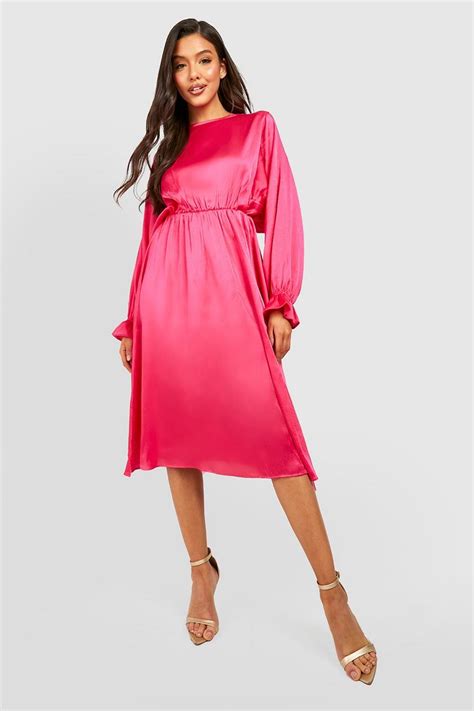 Womens Satin Batwing Midi Dress Boohoo Uk