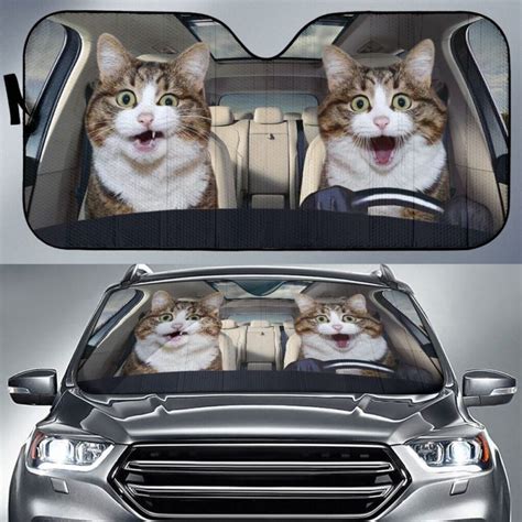 Funny Couple Cat Driving Auto Sunshade Car - FridayStuff