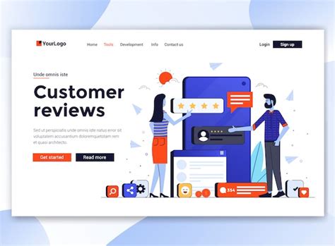 Modern of website template - customer reviews | Premium Vector