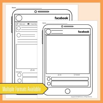 Facebook Profile Template Activity | Social Media Template by EzPz-Science