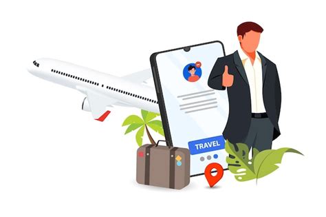 Premium Vector Businessman Walking With Suitcase And Flight Ticket