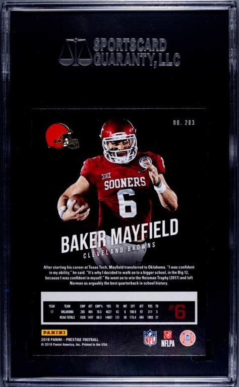 BAKER MAYFIELD 2018 Panini Prestige Xtra Points Green Foil 203 SGC 10