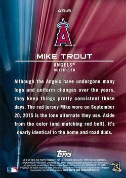 A Baseball Card With The Angels On It S Back And An Image Of Mike Trout