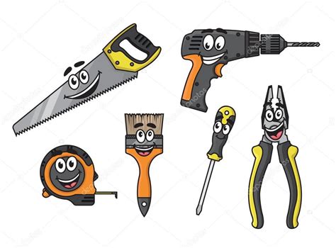 Cartoon Bricolage Outils Personnages Image Vectorielle Seamartini