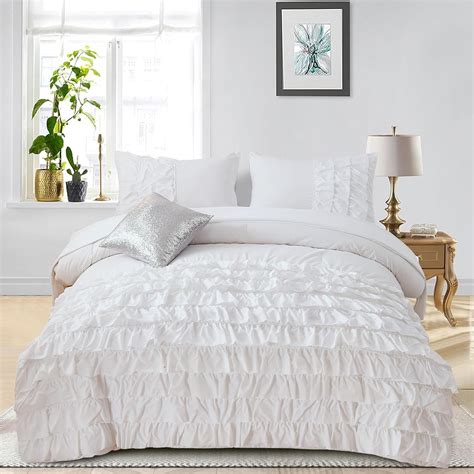 A Nice Night Waterfall Flutter Ruffle Comforter Setruffled Textured Soft Chic