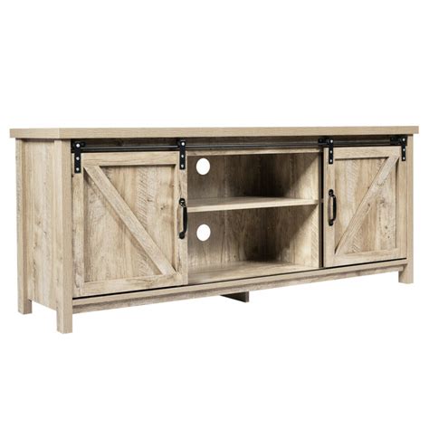 Tv Stand Media Center Console Cabinet With Sliding Barn Door For Tvs Up