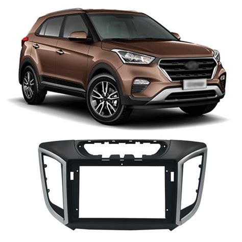 Moldura Painel Hyundai Creta 2016 A 2021 9 Polegadas 2Din Expex Preto