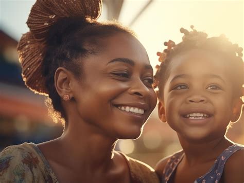 M E E Filha Afro Americana Sorrindo Alegremente Generative Ai Foto