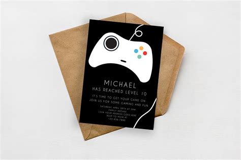 Level Up Gaming Birthday Party Invitation Gamer Birthday Party