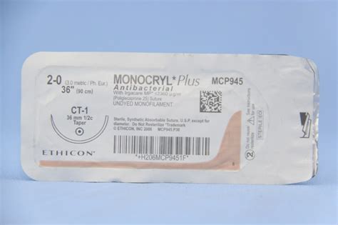 Ethicon Suture Mcp945h 2 0 Monocryl Plus Antibacterial Undyed 36