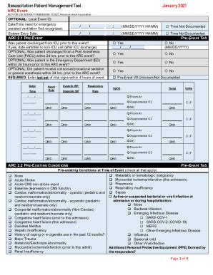 Fillable Online Resuscitation Patient Management Tool Cardiopulmonary