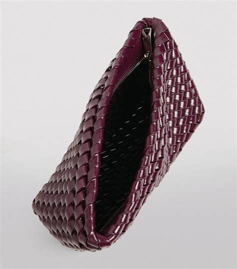 Bottega Veneta Red Leather Intrecciato Structure Clutch Bag Harrods UK