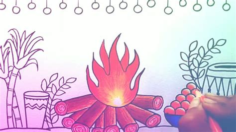 Lohri Festival Easy Drawing Lohri Drawing How To Draw Lohri