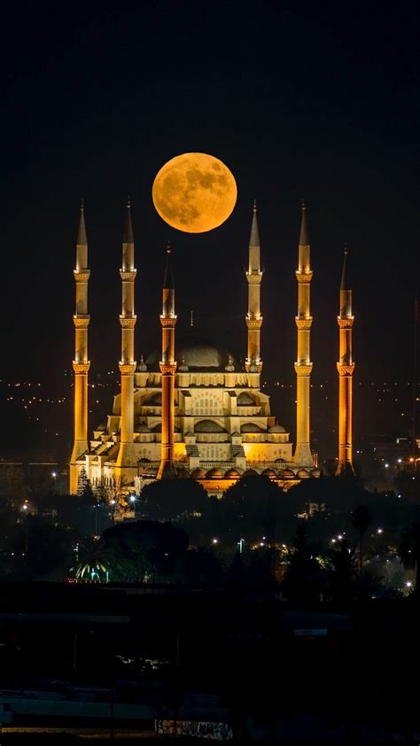 Illuminated Mosque at Night · Free Stock Photo