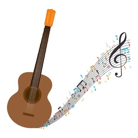 Guitarra Ac Stica Con Notas Musicales Vector De Stock De Yupiramos