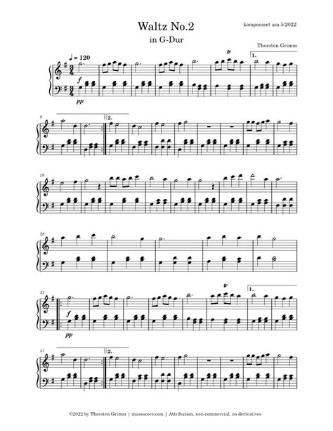 Waltz No2 Sheet Music For Piano Solo