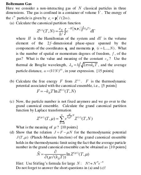 Solved Boltzmann Gas Here We Consider A Non Interacting Gas Chegg