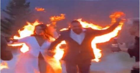 Unique Wedding Bride And Groom Set Themselves On Fire Watch Viral Video