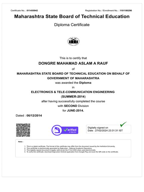 Diploma Certificate | PDF | Diploma