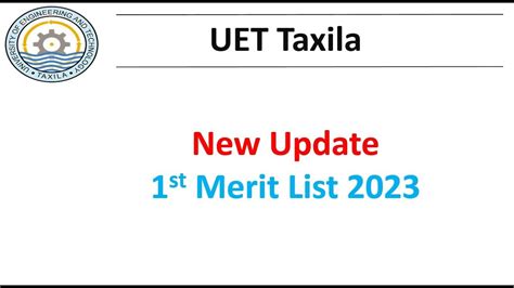 Uet Taxila St Merit List Uet Taxila Admission Uet Merit