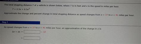 Solved The Total Stopping Distance T Of A Vehicle Is Shown