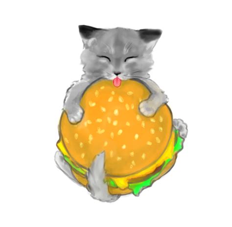 I drew a cat and a cheeseburger! : r/pics