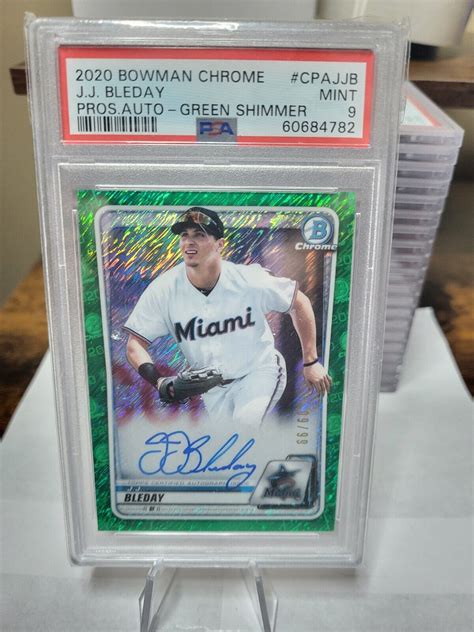 2020 Bowman Chrome Green Shimmer J J Bleday Autograph Auto 70 99 Psa 9