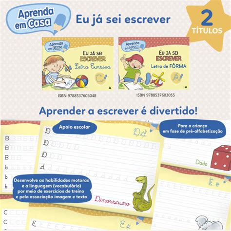 Livro Aprenda Em Casa Eu Já Sei Escrever Letra Cursiva No Shoptime