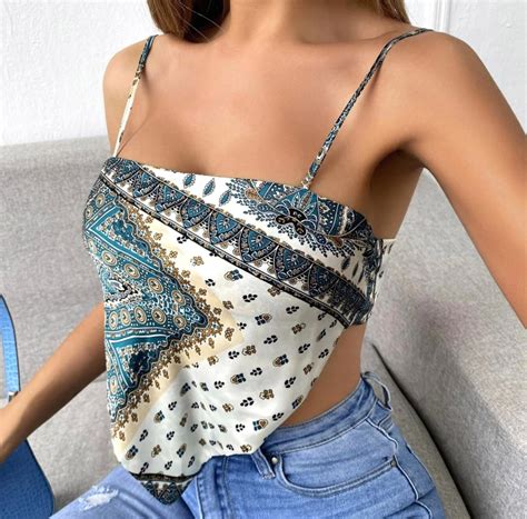 Womens Bandana Crop Top Etsy