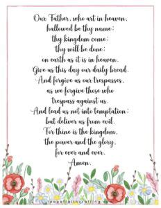 The Lord S Prayer Printable Pdf Versions Leap Of Faith Crafting