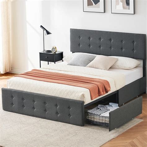 Idealhouse Base De Cama Queen Con Cajones De Almacenamiento Base De